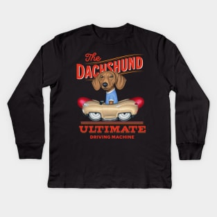 Dachshund Driving Machine Kids Long Sleeve T-Shirt